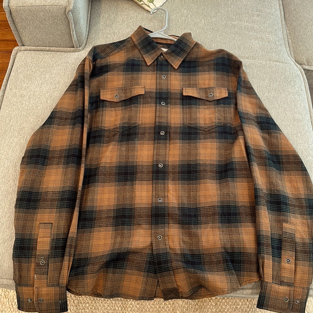 Green and brown button up flannel size XL